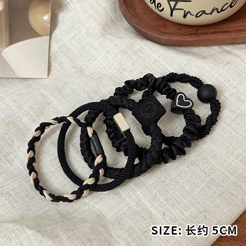 Set Of 5 Pcs Ouchless Elastic Hair Ties , Assorted Neutrals, Pain-Free Hair Accessories for Women, Made for Long-Lasting Braids, Ponytails & More, For Fine Hair