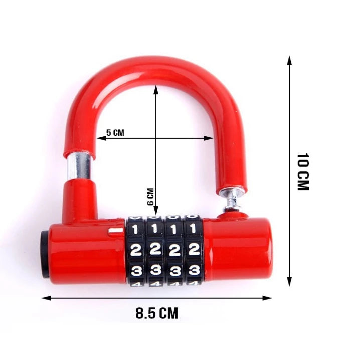 Bike Combination U Lock, Heavy Duty Bike Combination U Lock Paddle Lock for Bicycle Electric Scooter Motorcycles Metal Fence Gate Anti Theft
