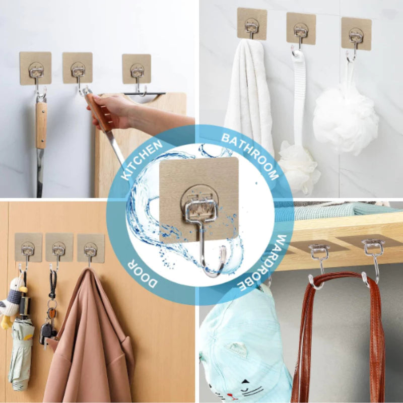 Set of 20 Heavy-Duty Wall Adhesive Hook – Waterproof Stainless Steel Hook with Anti-Rust Coating, Holds Up to 5kg