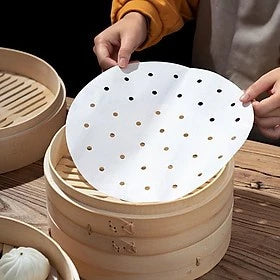 Air Fryer Disposable Paper Liners – Set of 50 Non-Stick, Grease-Proof Baking Sheets (20 cm Diameter) for Easy Clean-Up